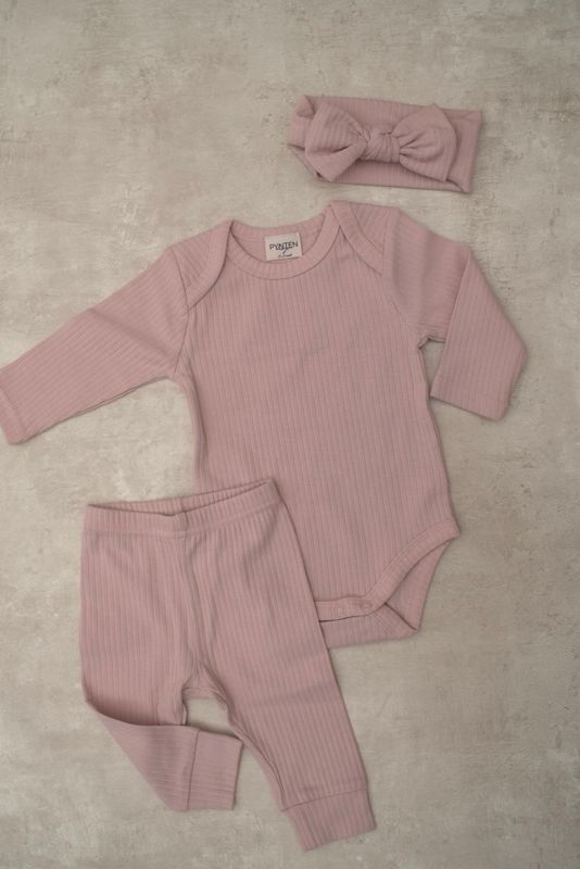 Basic rib sløyfe pannebånd - light pink