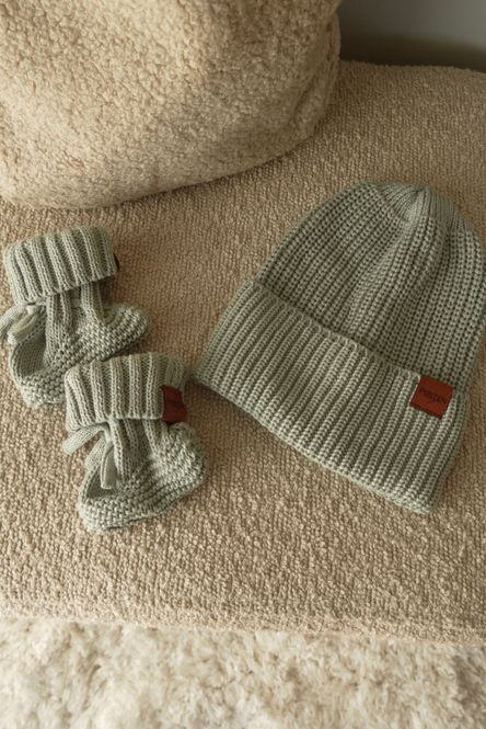 Hovedbilde Knit babytøfler - minty breeze