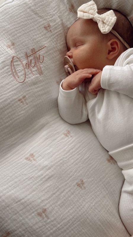 Bedtime musselin sengetøy - pink bow