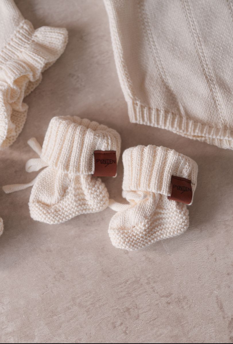Knit babytøfler - cream