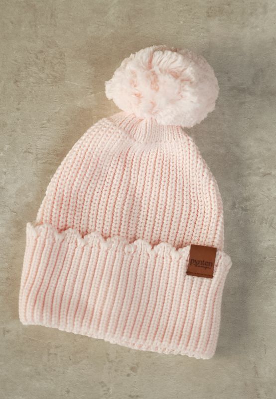 Knit frill lue med dusk - pastel pink