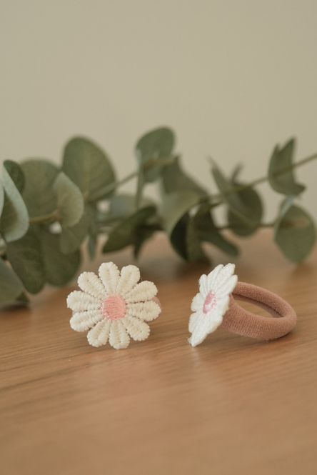 Hovedbilde Hårstrikk 2 pk blomst hvit/rosa