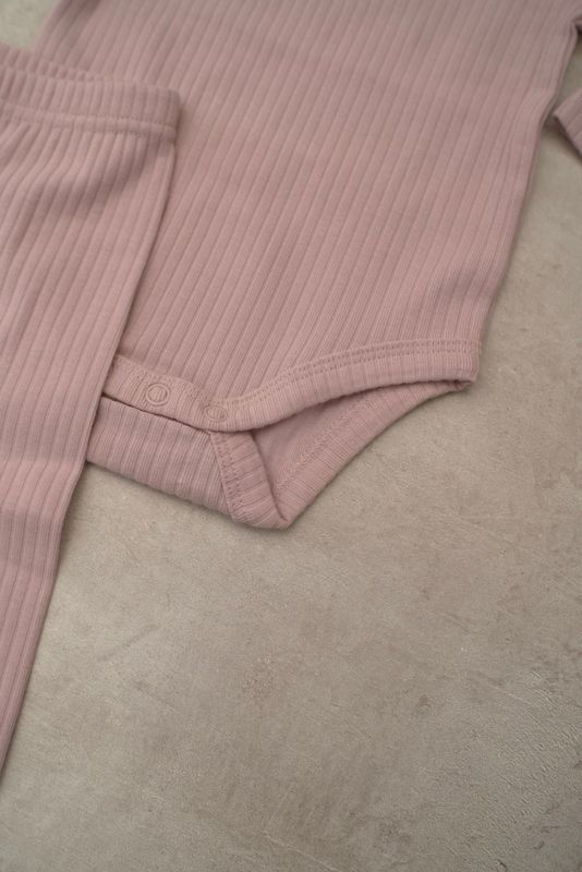 Basic rib sett - light pink